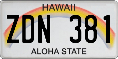 HI license plate ZDN381