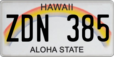 HI license plate ZDN385