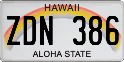 HI license plate ZDN386