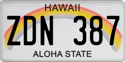 HI license plate ZDN387