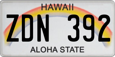 HI license plate ZDN392