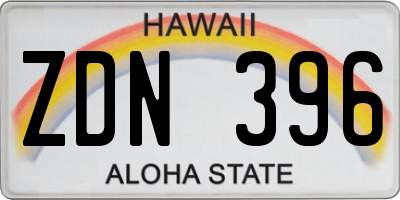 HI license plate ZDN396
