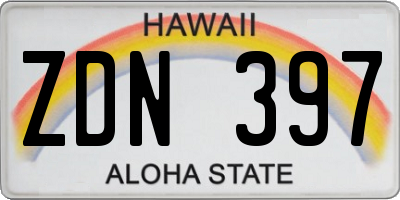 HI license plate ZDN397