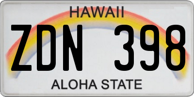 HI license plate ZDN398