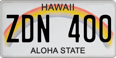 HI license plate ZDN400
