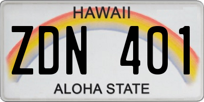 HI license plate ZDN401