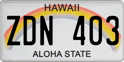 HI license plate ZDN403