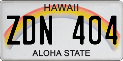 HI license plate ZDN404