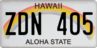 HI license plate ZDN405