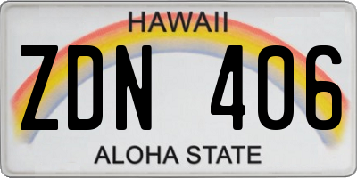 HI license plate ZDN406