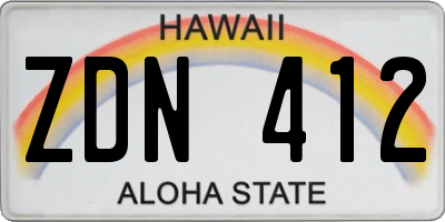 HI license plate ZDN412