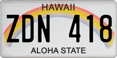 HI license plate ZDN418
