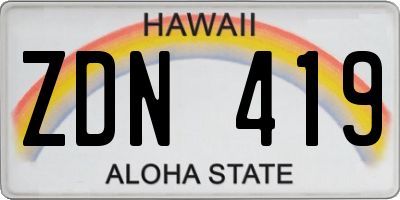 HI license plate ZDN419