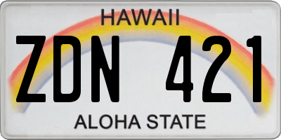 HI license plate ZDN421