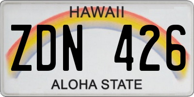 HI license plate ZDN426