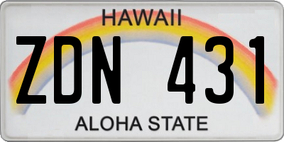 HI license plate ZDN431
