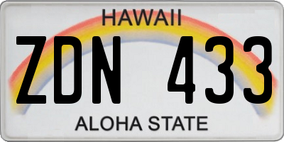 HI license plate ZDN433