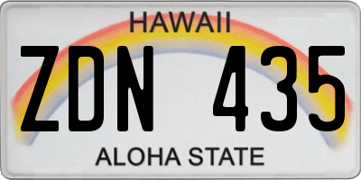 HI license plate ZDN435