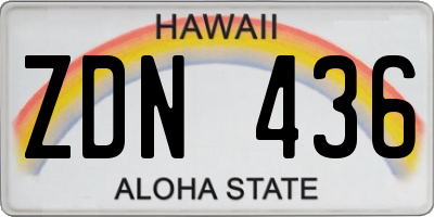 HI license plate ZDN436