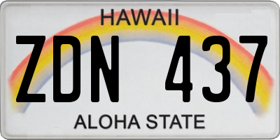 HI license plate ZDN437
