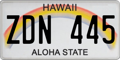HI license plate ZDN445