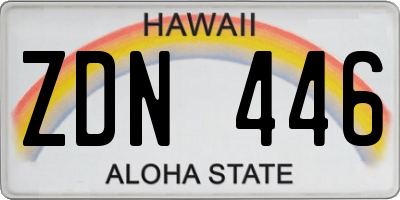 HI license plate ZDN446