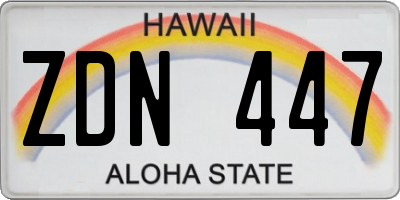 HI license plate ZDN447
