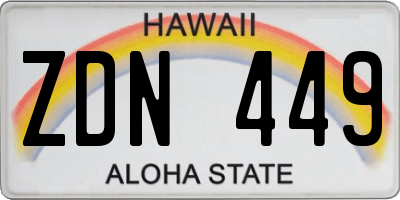 HI license plate ZDN449