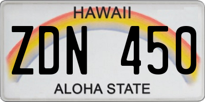 HI license plate ZDN450