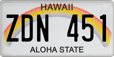 HI license plate ZDN451