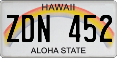 HI license plate ZDN452