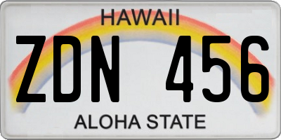 HI license plate ZDN456