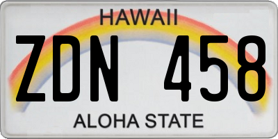 HI license plate ZDN458