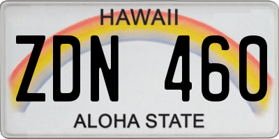 HI license plate ZDN460