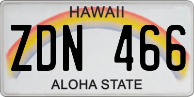 HI license plate ZDN466