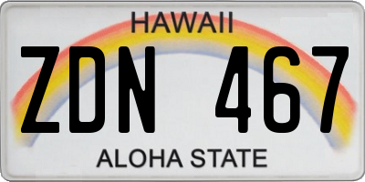 HI license plate ZDN467