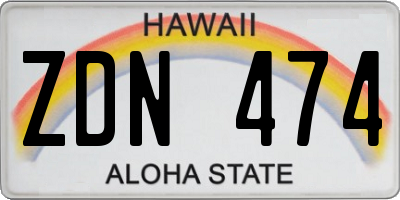 HI license plate ZDN474