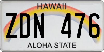 HI license plate ZDN476
