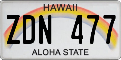 HI license plate ZDN477