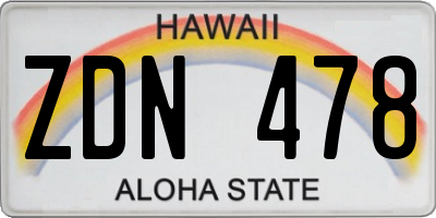 HI license plate ZDN478