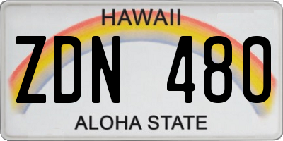 HI license plate ZDN480