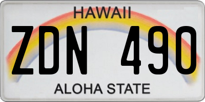 HI license plate ZDN490