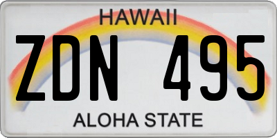 HI license plate ZDN495