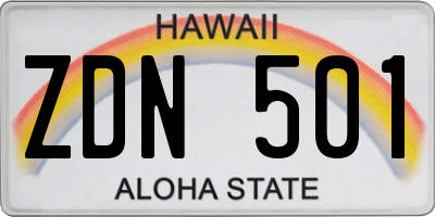 HI license plate ZDN501