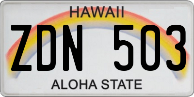HI license plate ZDN503