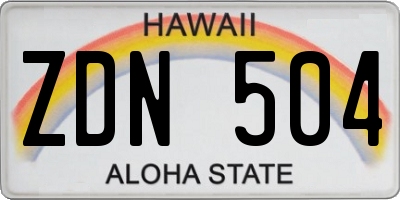 HI license plate ZDN504