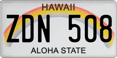 HI license plate ZDN508