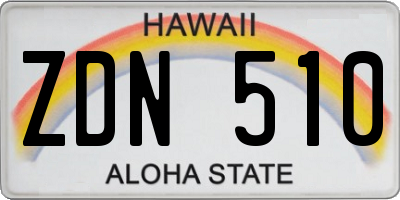 HI license plate ZDN510