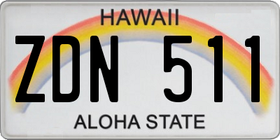HI license plate ZDN511