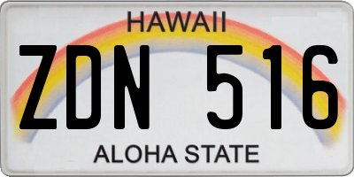 HI license plate ZDN516